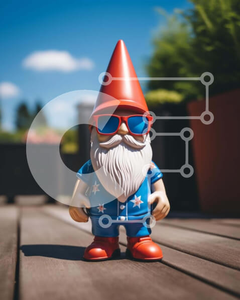 Intra Συλλεκτικό Ξύλινο Παζλ Plywood  4mm - Toy Gnome με πατριωτική ενδυμασία με γυαλιά ηλίου Σε Ξύλινο Κουτί - Διαστάσεις: 10x10 cm – 25 κομμάτια