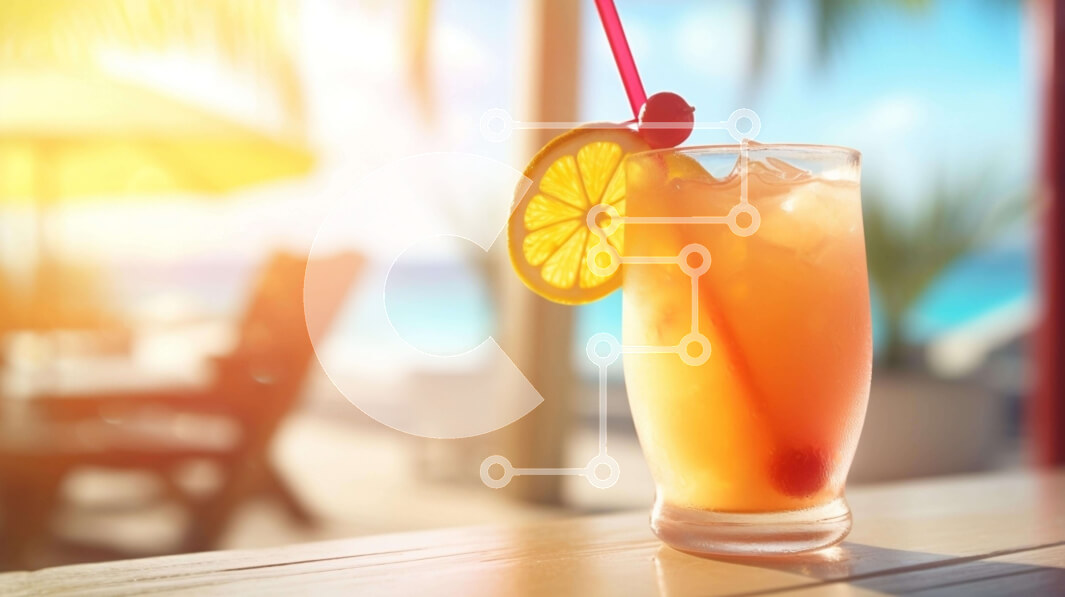 Intra Συλλεκτικό Ξύλινο Παζλ Plywood  4mm - Ποτό πορτοκαλιού στο παραθαλάσσιο τραπέζι Σε Ξύλινο Κουτί - Διαστάσεις Puzzle: 10x10 cm – 25 κομμάτια