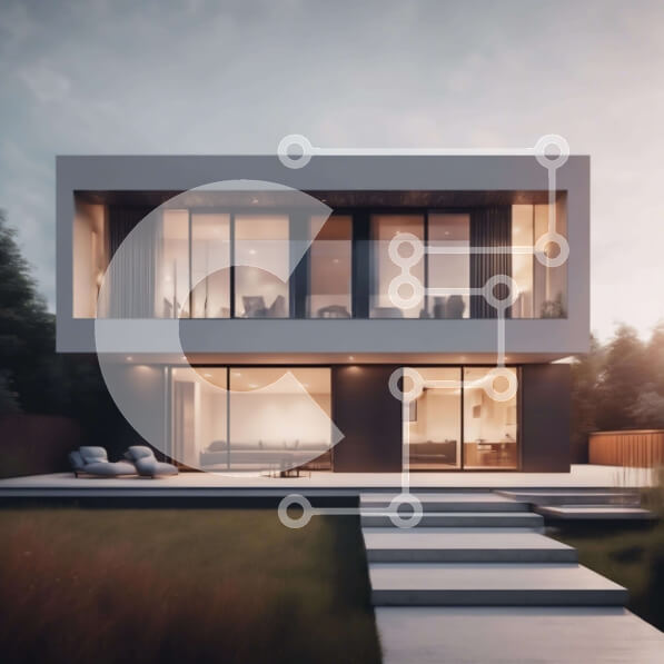 Intra Συλλεκτικό Ξύλινο Παζλ Plywood  4mm - Μοντέρνο σύγχρονο σπίτι με μεγάλα παράθυρα Σε Ξύλινο Κουτί - Διαστάσεις Puzzle: 10x10 cm – 25 κομμάτια