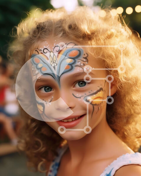 Intra Συλλεκτικό Ξύλινο Παζλ Plywood  4mm - Νεαρό κορίτσι με βαφή προσώπου πεταλούδας Σε Ξύλινο Κουτί - Διαστάσεις Puzzle: 10x10 cm – 25 κομμάτια