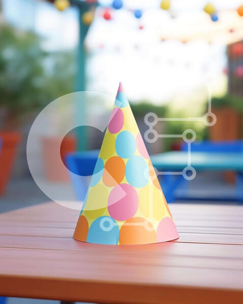 Intra Συλλεκτικό Ξύλινο Παζλ Plywood  4mm - Πολύχρωμο καπέλο για πάρτι σε ξύλινο τραπέζι εξωτερικού χώρου Σε Ξύλινο Κουτί - Διαστάσεις Puzzle: 10x10 cm – 25 κομμάτια