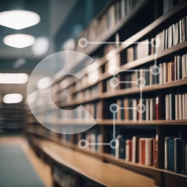 Intra Συλλεκτικό Ξύλινο Παζλ Plywood  4mm - Άδεια βιβλιοθήκη με καλά εφοδιασμένα ράφια και ανθρώπους Σε Ξύλινο Κουτί - Διαστάσεις Puzzle: 10x10 cm – 25 κομμάτια