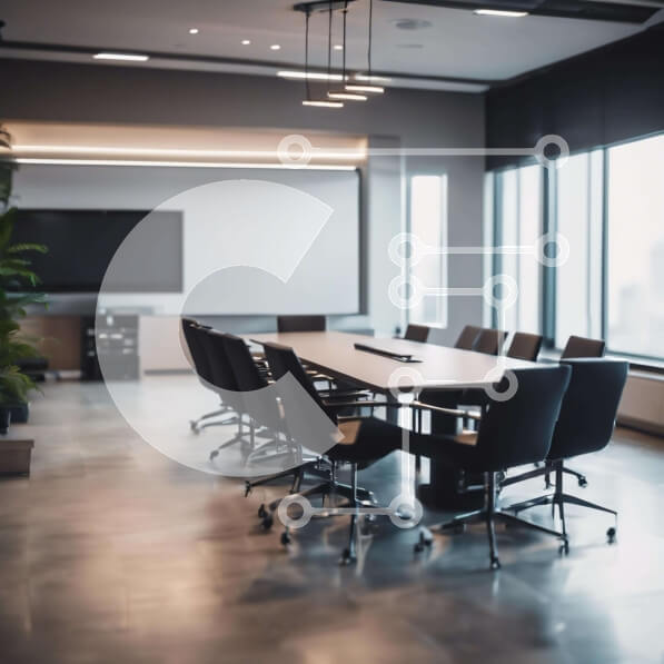 Intra Συλλεκτικό Ξύλινο Παζλ Plywood  4mm - Ευρύχωρη αίθουσα συνεδριάσεων με μεγάλο τραπέζι και καρέκλες Σε Ξύλινο Κουτί - Διαστάσεις Puzzle: 10x10 cm – 25 κομμάτια