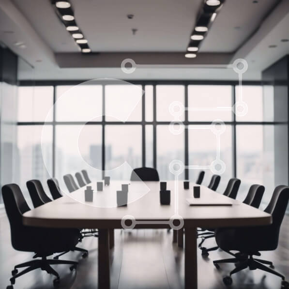 Intra Συλλεκτικό Ξύλινο Παζλ Plywood  4mm - Αίθουσα επαγγελματικών συσκέψεων με θέα στον ορίζοντα της πόλης Σε Ξύλινο Κουτί - Διαστάσεις Puzzle: 10x10 cm – 25 κομμάτια