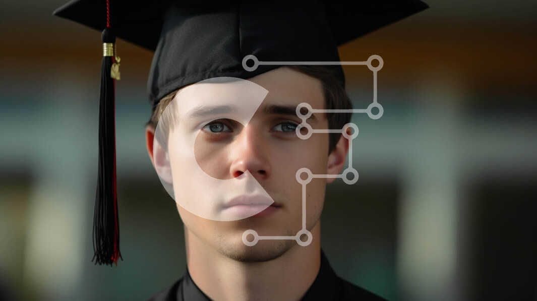 Intra Συλλεκτικό Ξύλινο Παζλ Plywood  4mm - Νεαρός άνδρας με φόρεμα αποφοίτησης και καπέλο Σε Ξύλινο Κουτί - Διαστάσεις Puzzle: 10x10 cm – 25 κομμάτια