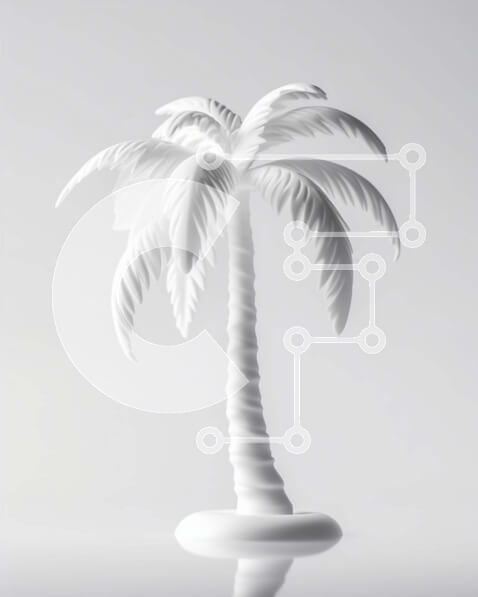 Σετ των 2 Intra Συλλεκτικό Ξύλινο Παζλ Plywood  4mm - Λευκός φοίνικας σε αντικείμενο που αντανακλάται στο νερό Σε Ξύλινο Κουτί - Διαστάσεις: 10x10 cm – 25 κομμάτια