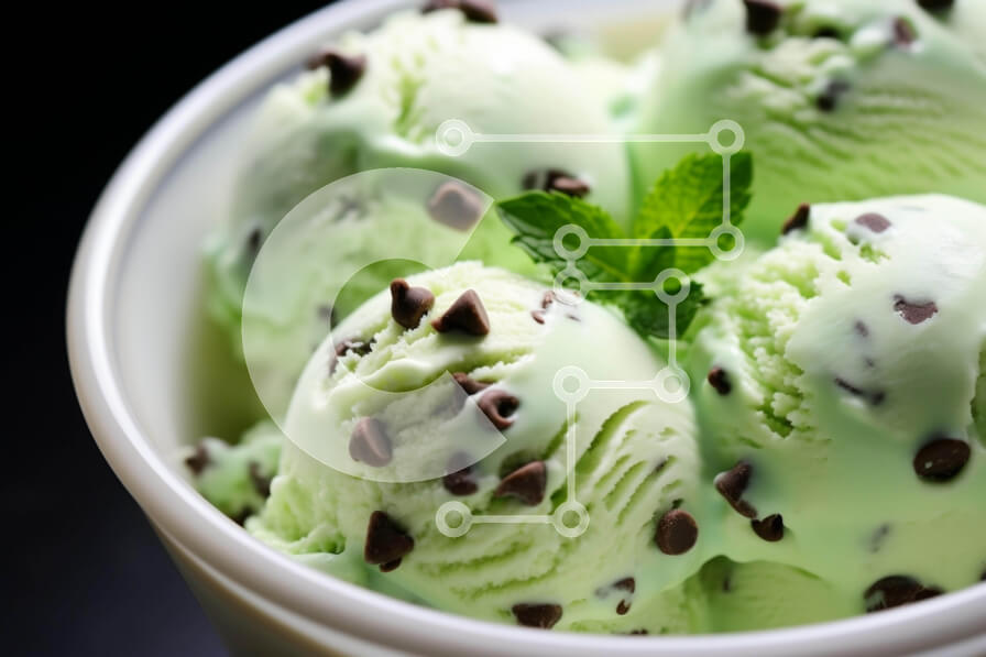 Σετ των 2 Intra Συλλεκτικό Ξύλινο Παζλ Plywood  4mm - Πράσινο μπολ παγωτού με τσιπς σοκολάτας και φύλλα μέντας Σε Ξύλινο Κουτί - Διαστάσεις: 10x10 cm – 25 κομμάτια