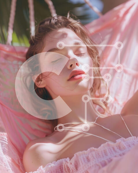 Intra Συλλεκτικό Ξύλινο Παζλ Plywood  4mm - Νεαρή γυναίκα που χαλαρώνει στην αιώρα με τα ακουστικά Σε Ξύλινο Κουτί - Διαστάσεις Puzzle: 10x10 cm – 25 κομμάτια