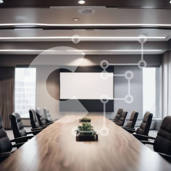 Intra Συλλεκτικό Ξύλινο Παζλ Plywood  4mm - Μοντέρνα αίθουσα συνεδριάσεων με μακρύ τραπέζι και μαύρες καρέκλες Σε Ξύλινο Κουτί - Διαστάσεις Puzzle: 10x10 cm – 25 κομμάτια