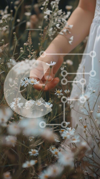 Σετ των 2 Intra Συλλεκτικό Ξύλινο Παζλ Plywood  4mm - Παιδικό χέρι στο χωράφι με τις μαργαρίτες Σε Ξύλινο Κουτί - Διαστάσεις: 10x10 cm – 25 κομμάτια