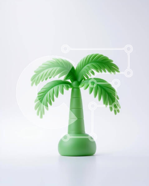 Σετ των 2 Intra Συλλεκτικό Ξύλινο Παζλ Plywood  4mm - Πράσινος φοίνικας σε πρώτο πλάνο Σε Ξύλινο Κουτί - Διαστάσεις: 10x10 cm – 25 κομμάτια