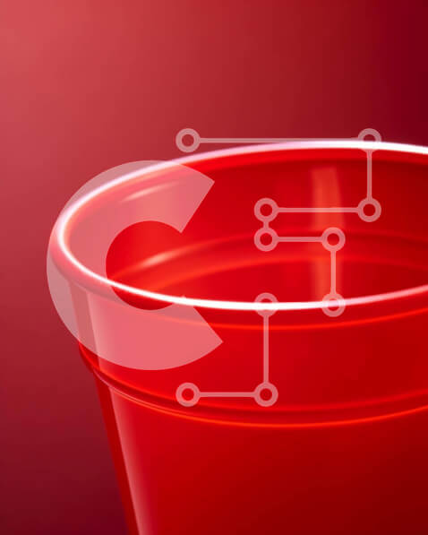 Intra Συλλεκτικό Ξύλινο Παζλ Plywood  4mm - Κόκκινο πλαστικό κύπελλο σε κόκκινο φόντο Σε Ξύλινο Κουτί - Διαστάσεις: 10x10 cm – 25 κομμάτια