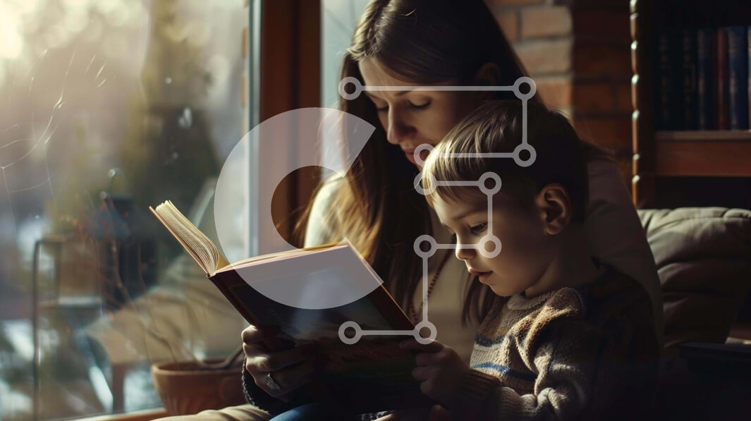 Intra Συλλεκτικό Ξύλινο Παζλ Plywood  4mm - Γυναίκα που διαβάζει στο παιδί Σε Ξύλινο Κουτί - Διαστάσεις Puzzle: 10x10 cm – 25 κομμάτια