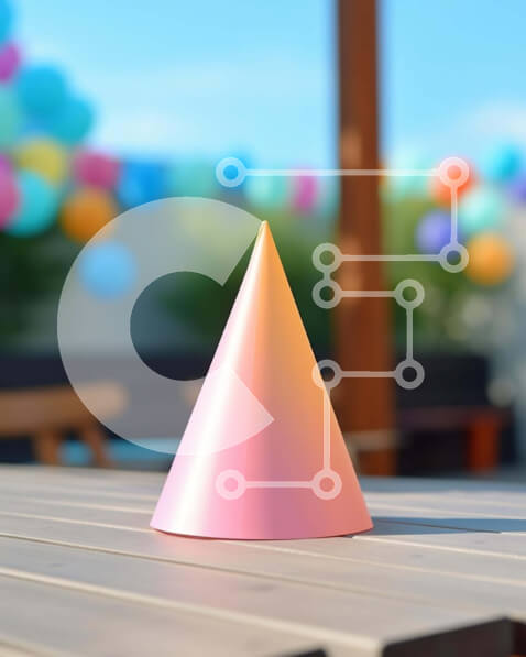 Intra Συλλεκτικό Ξύλινο Παζλ Plywood  4mm - Ροζ καπέλο για πάρτι σε τραπέζι εξωτερικού χώρου με πολύχρωμα μπαλόνια Σε Ξύλινο Κουτί - Διαστάσεις Puzzle: 10x10 cm – 25 κομμάτια