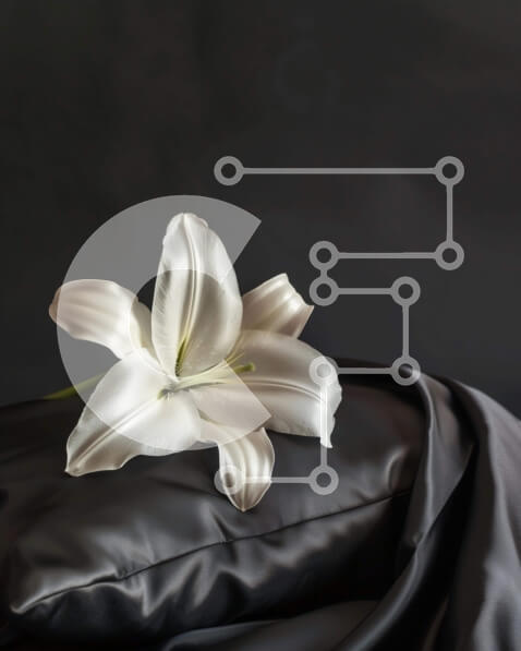 Intra Συλλεκτικό Ξύλινο Παζλ Plywood  4mm - Μονό λευκό λουλούδι σε κομψό μαύρο μαξιλάρι Σε Ξύλινο Κουτί - Διαστάσεις: 10x10 cm – 25 κομμάτια