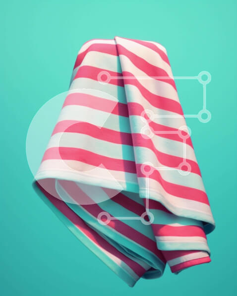 Intra Συλλεκτικό Ξύλινο Παζλ Plywood  4mm - Ροζ και λευκή ριγέ πετσέτα σε μπλε φόντο Aqua Σε Ξύλινο Κουτί - Διαστάσεις: 10x10 cm – 25 κομμάτια