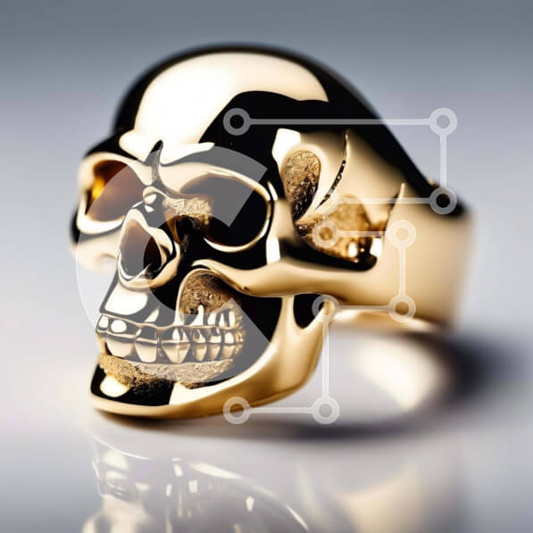 Σετ των 2 Intra Συλλεκτικό Ξύλινο Παζλ Plywood  4mm - Χρυσό κρανίο δαχτυλίδι σε υπόλευκο φόντο Σε Ξύλινο Κουτί - Διαστάσεις: 10x10 cm – 25 κομμάτια