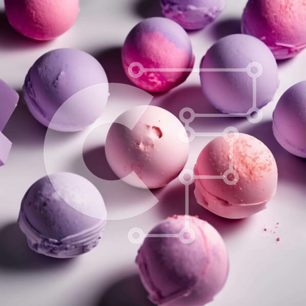 Σετ των 2 Intra Συλλεκτικό Ξύλινο Παζλ Plywood  4mm - Πολύχρωμες βόμβες μπάνιου και καραμέλα στο τραπέζι Σε Ξύλινο Κουτί - Διαστάσεις: 10x10 cm – 25 κομμάτια