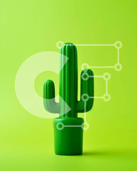 Intra Συλλεκτικό Ξύλινο Παζλ Plywood  4mm - Πράσινο φυτό κάκτων σε πορτοκαλοκίτρινο φόντο Σε Ξύλινο Κουτί - Διαστάσεις: 10x10 cm – 25 κομμάτια