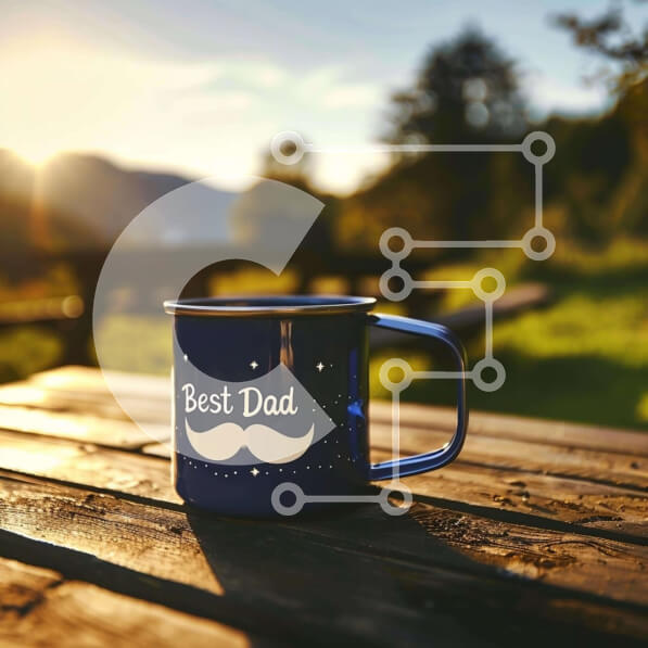 Intra Συλλεκτικό Ξύλινο Παζλ Plywood  4mm - Καλύτερη κούπα καφέ Dad Blue σε φυσικό περιβάλλον Σε Ξύλινο Κουτί - Διαστάσεις Puzzle: 10x10 cm – 25 κομμάτια