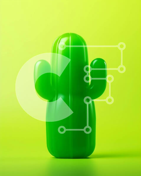 Intra Συλλεκτικό Ξύλινο Παζλ Plywood  4mm - Πράσινο ειδώλιο κάκτου σε πορτοκαλί φόντο Σε Ξύλινο Κουτί - Διαστάσεις: 10x10 cm – 25 κομμάτια