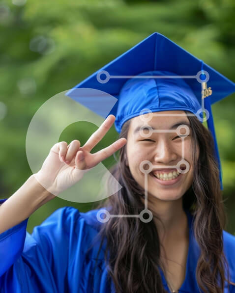 Intra Συλλεκτικό Ξύλινο Παζλ Plywood  4mm - Εορτασμός αποφοίτησης με χειρονομία σημάδι ειρήνης Σε Ξύλινο Κουτί - Διαστάσεις Puzzle: 10x10 cm – 25 κομμάτια