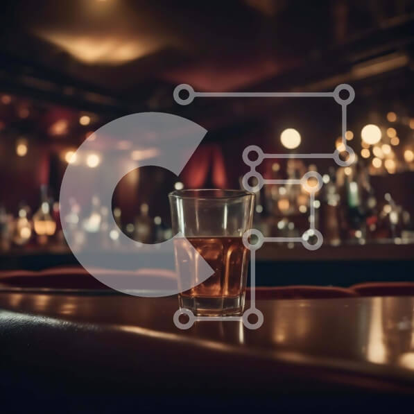 Σετ των 2 Intra Συλλεκτικό Ξύλινο Παζλ Plywood  4mm - Άδειο ποτήρι ουίσκι σε ξύλινο τραπέζι μπαρ Σε Ξύλινο Κουτί - Διαστάσεις: 10x10 cm – 25 κομμάτια