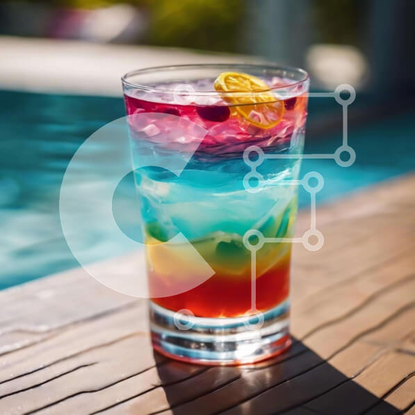 Σετ των 2 Intra Συλλεκτικό Ξύλινο Παζλ Plywood  4mm - Πολύχρωμο ποτήρι υγρό δίπλα στην πισίνα Σε Ξύλινο Κουτί - Διαστάσεις: 10x10 cm – 25 κομμάτια