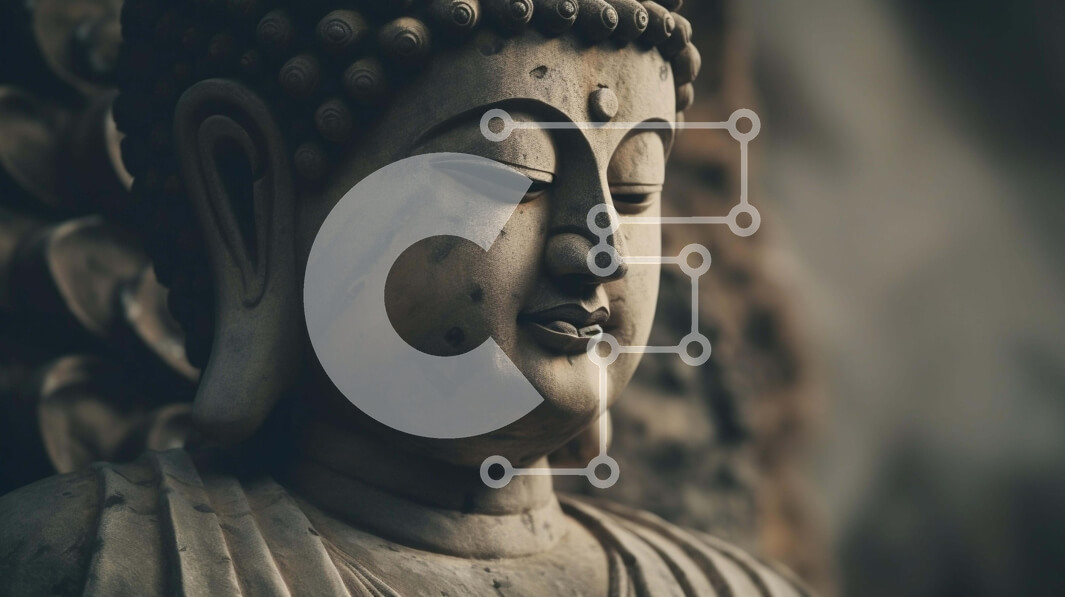 Intra Συλλεκτικό Ξύλινο Παζλ Plywood  4mm - Κοντινό πλάνο γαλήνιο άγαλμα του Βούδα Σε Ξύλινο Κουτί - Διαστάσεις Puzzle: 10x10 cm – 25 κομμάτια