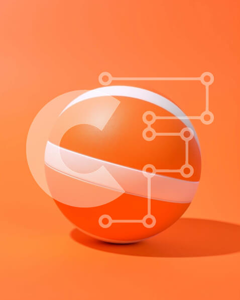 Intra Συλλεκτικό Ξύλινο Παζλ Plywood  4mm - Πορτοκαλί μπάλα με λευκή ρίγα Σε Ξύλινο Κουτί - Διαστάσεις Puzzle: 10x10 cm – 25 κομμάτια