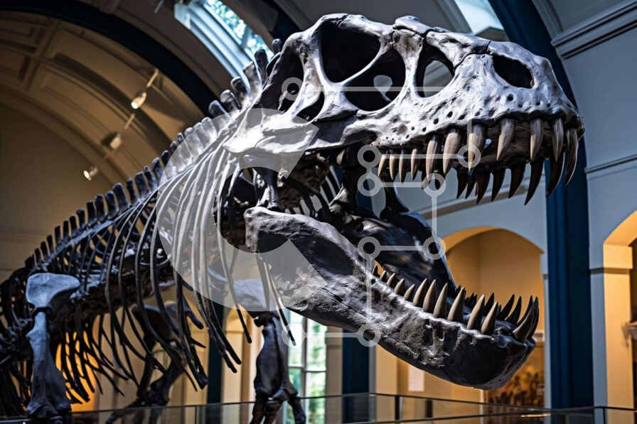 Intra Συλλεκτικό Ξύλινο Παζλ Plywood  4mm - Σκελετός T-Rex που εκτίθεται σε μουσείο Σε Ξύλινο Κουτί - Διαστάσεις: 10x10 cm – 25 κομμάτια