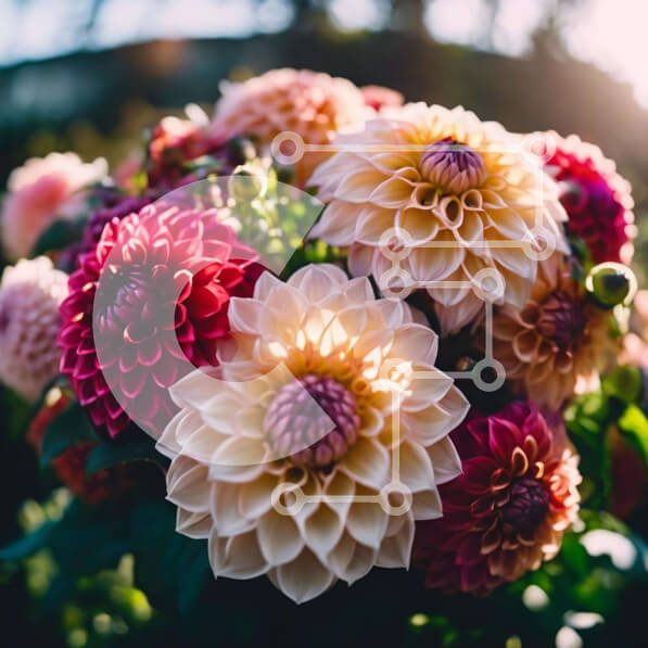 Intra Συλλεκτικό Ξύλινο Παζλ Plywood  4mm - Ζωντανές Ντάλιες σε Full Bloom Σε Ξύλινο Κουτί - Διαστάσεις: 10x10 cm – 25 κομμάτια