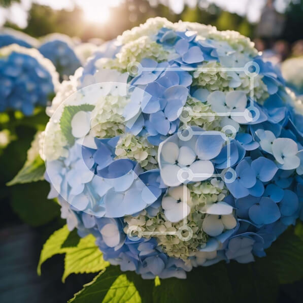 Intra Συλλεκτικό Ξύλινο Παζλ Plywood  4mm - Μπλε και άσπρο μπουκέτο λουλουδιών με τους ανθρώπους στο φόντο Σε Ξύλινο Κουτί - Διαστάσεις: 10x10 cm – 25 κομμάτια