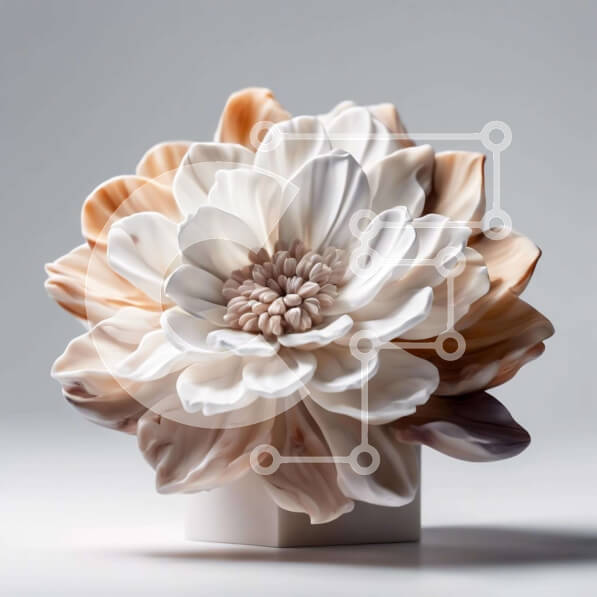 Intra Συλλεκτικό Ξύλινο Παζλ Plywood  4mm - Κεραμικό γλυπτό λουλουδιών σε λευκό κύβο Σε Ξύλινο Κουτί - Διαστάσεις: 10x10 cm – 25 κομμάτια