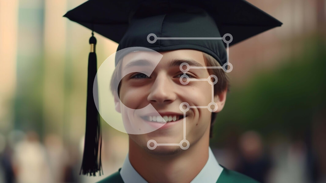 Intra Συλλεκτικό Ξύλινο Παζλ Plywood  4mm - Γιορτή αποφοίτησης με τον χαμογελαστό νεαρό άνδρα Σε Ξύλινο Κουτί - Διαστάσεις Puzzle: 10x10 cm – 25 κομμάτια