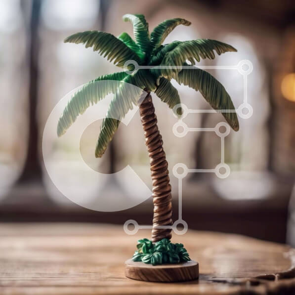 Intra Συλλεκτικό Ξύλινο Παζλ Plywood  4mm - Πλαστικός φοίνικας σε ξύλινο τραπέζι Σε Ξύλινο Κουτί - Διαστάσεις: 10x10 cm – 25 κομμάτια