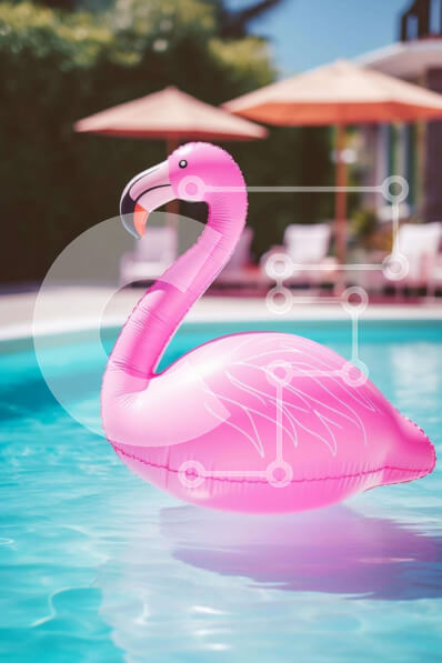 Σετ των 2 Intra Συλλεκτικό Ξύλινο Παζλ Plywood  4mm - Ροζ Φλαμίνγκο σε πισίνα με ξαπλώστρες και ομπρέλες Σε Ξύλινο Κουτί - Διαστάσεις: 10x10 cm – 25 κομμάτια