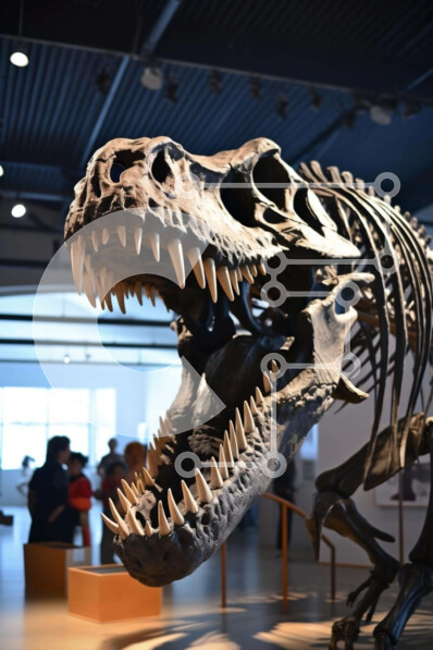 Intra Συλλεκτικό Ξύλινο Παζλ Plywood  4mm - Έκθεση σκελετού T-Rex στο Μουσείο Σε Ξύλινο Κουτί - Διαστάσεις Puzzle: 10x10 cm – 25 κομμάτια