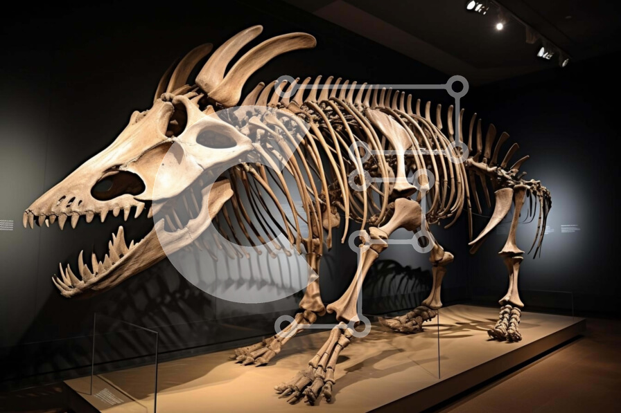 Intra Συλλεκτικό Ξύλινο Παζλ Plywood  4mm - Μεγάλος σκελετός εξαφανισμένου ζώου σε Εκπαιδευτικό Μουσείο Σε Ξύλινο Κουτί - Διαστάσεις Puzzle: 10x10 cm – 25 κομμάτια