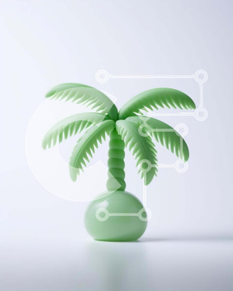 Σετ των 2 Intra Συλλεκτικό Ξύλινο Παζλ Plywood  4mm - Μικρός πράσινος φοίνικας σε άσπρο φόντο Σε Ξύλινο Κουτί - Διαστάσεις: 10x10 cm – 25 κομμάτια