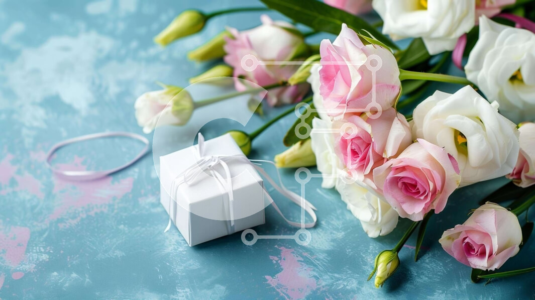 Σετ των 2 Intra Συλλεκτικό Ξύλινο Παζλ Plywood  4mm - Ροζ και λευκά τριαντάφυλλα μπουκέτο με κουτί δώρου Σε Ξύλινο Κουτί - Διαστάσεις: 10x10 cm – 25 κομμάτια