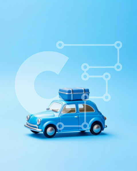 Intra Συλλεκτικό Ξύλινο Παζλ Plywood  4mm - Vintage μπλε αυτοκίνητο παιχνίδι με αποσκευές Σε Ξύλινο Κουτί - Διαστάσεις Puzzle: 10x10 cm – 25 κομμάτια