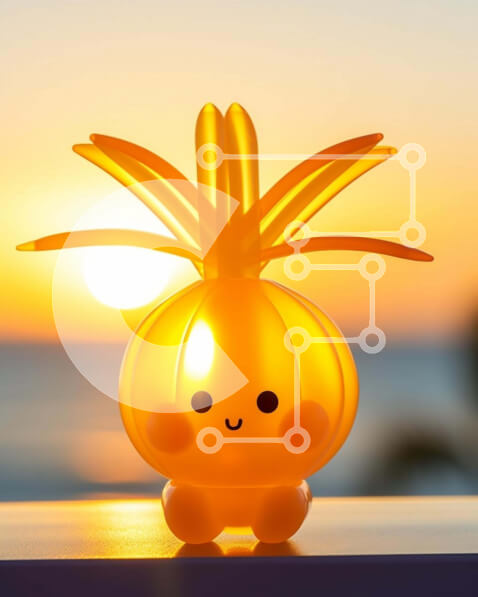 Intra Συλλεκτικό Ξύλινο Παζλ Plywood  4mm - Πολύχρωμο παιχνίδι ανανά σε τραπέζι εξωτερικού χώρου με ηλιοβασίλεμα Σε Ξύλινο Κουτί - Διαστάσεις: 10x10 cm – 25 κομμάτια