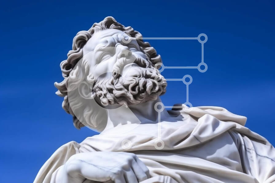 Intra Συλλεκτικό Ξύλινο Παζλ Plywood  4mm - Άγαλμα γενειοφόρου άνδρα με μπλε ουρανό Σε Ξύλινο Κουτί - Διαστάσεις Puzzle: 10x10 cm – 25 κομμάτια