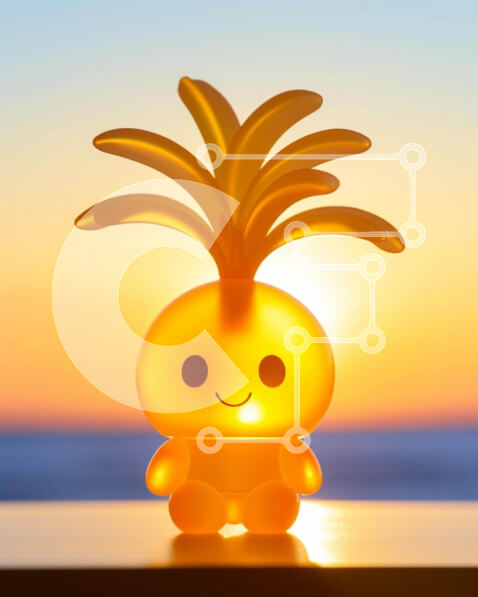 Σετ των 2 Intra Συλλεκτικό Ξύλινο Παζλ Plywood  4mm - Ειδώλιο ανανά με έντονα χρώματα στο ηλιοβασίλεμα Σε Ξύλινο Κουτί - Διαστάσεις: 10x10 cm – 25 κομμάτια