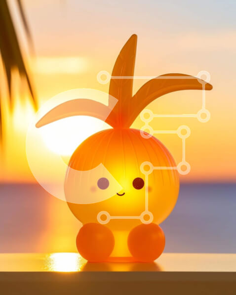 Intra Συλλεκτικό Ξύλινο Παζλ Plywood  4mm - Πορτοκαλί φως ανανά δίπλα στον ωκεανό στο ηλιοβασίλεμα Σε Ξύλινο Κουτί - Διαστάσεις: 10x10 cm – 25 κομμάτια