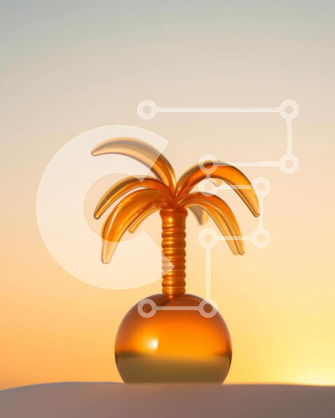 Σετ των 2 Intra Συλλεκτικό Ξύλινο Παζλ Plywood  4mm - Πορτοκαλί φοίνικας σε μια έρημη παραλία στο ηλιοβασίλεμα Σε Ξύλινο Κουτί - Διαστάσεις: 10x10 cm – 25 κομμάτια