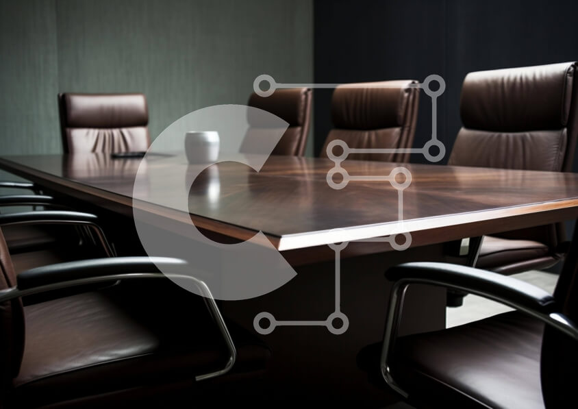 Intra Συλλεκτικό Ξύλινο Παζλ Plywood  4mm - Αίθουσα συνεδριάσεων με καφέ δερμάτινες καρέκλες και τραπέζι Σε Ξύλινο Κουτί - Διαστάσεις Puzzle: 10x10 cm – 25 κομμάτια