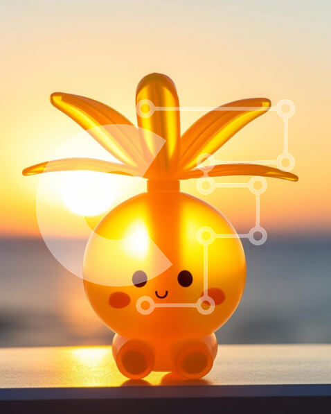 Σετ των 2 Intra Συλλεκτικό Ξύλινο Παζλ Plywood  4mm - Κίτρινο παιχνίδι ανανάς σε υπαίθριο τραπέζι Σε Ξύλινο Κουτί - Διαστάσεις: 10x10 cm – 25 κομμάτια