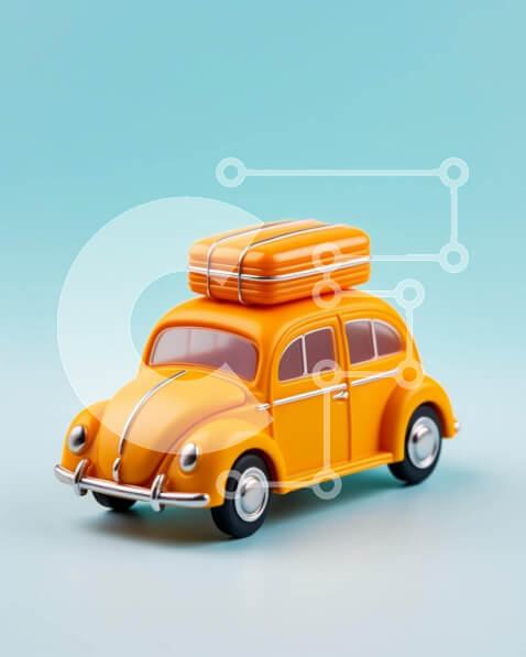 Intra Συλλεκτικό Ξύλινο Παζλ Plywood  4mm - Πορτοκαλί παιχνίδι αυτοκίνητο με βαλίτσα για ταξίδι Σε Ξύλινο Κουτί - Διαστάσεις Puzzle: 10x10 cm – 25 κομμάτια